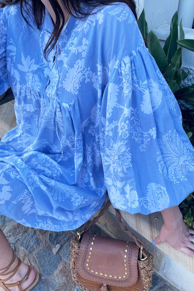 Felicity Cotton Dress Blue Floral