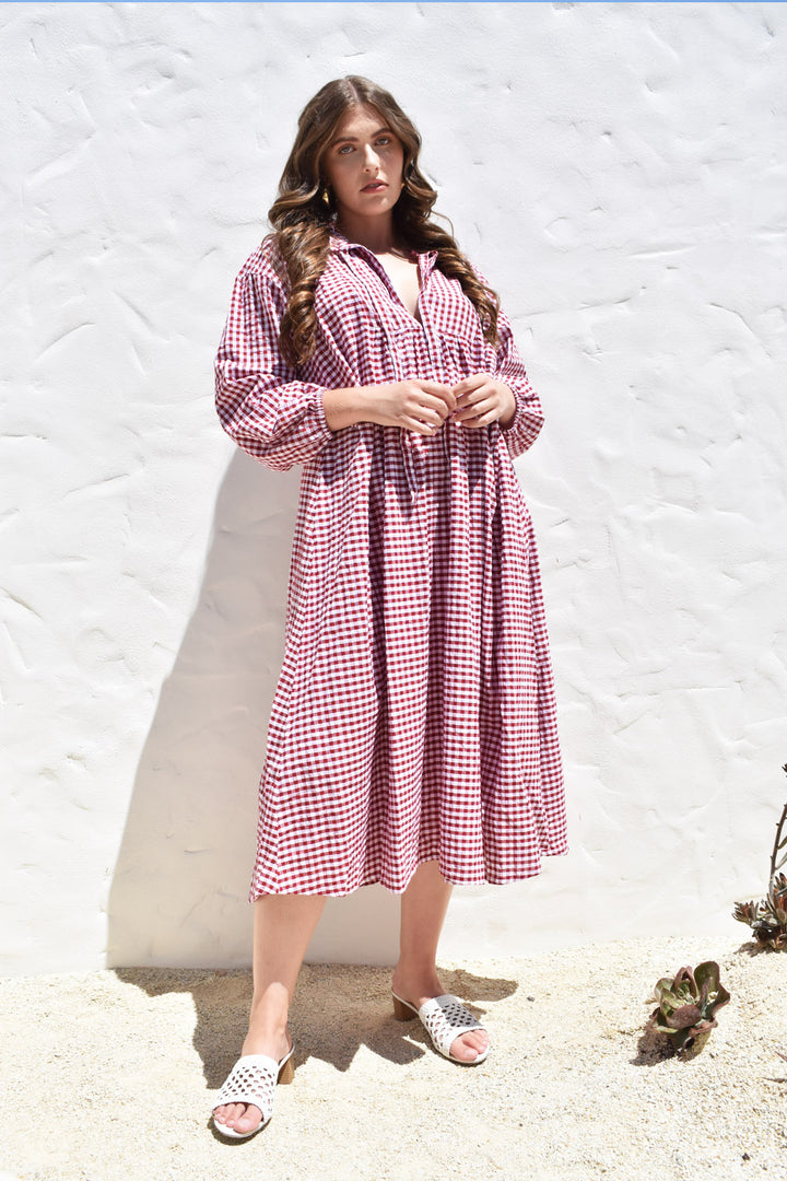 Freya Dress Red Vintage Gingham