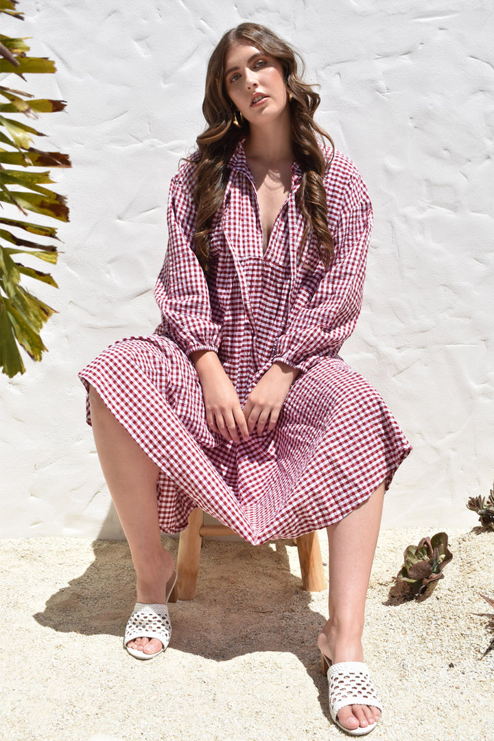 Freya Dress Red Vintage Gingham