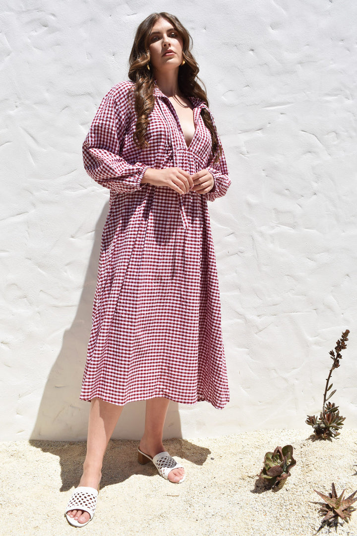 Freya Dress Red Vintage Gingham