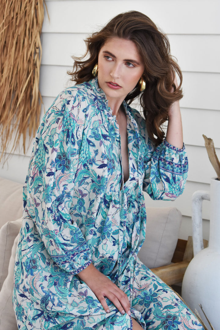 Louisa Dress Peacock Print