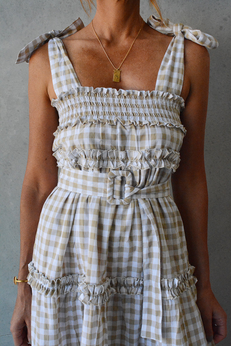 Sophia Dress Fawn Gingham