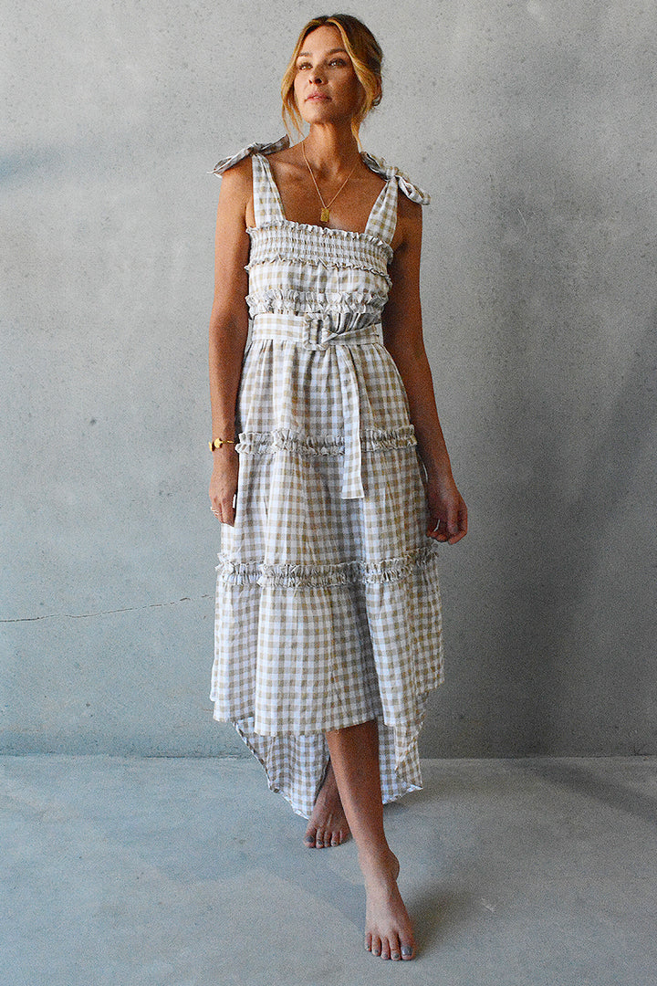 Sophia Dress Fawn Gingham