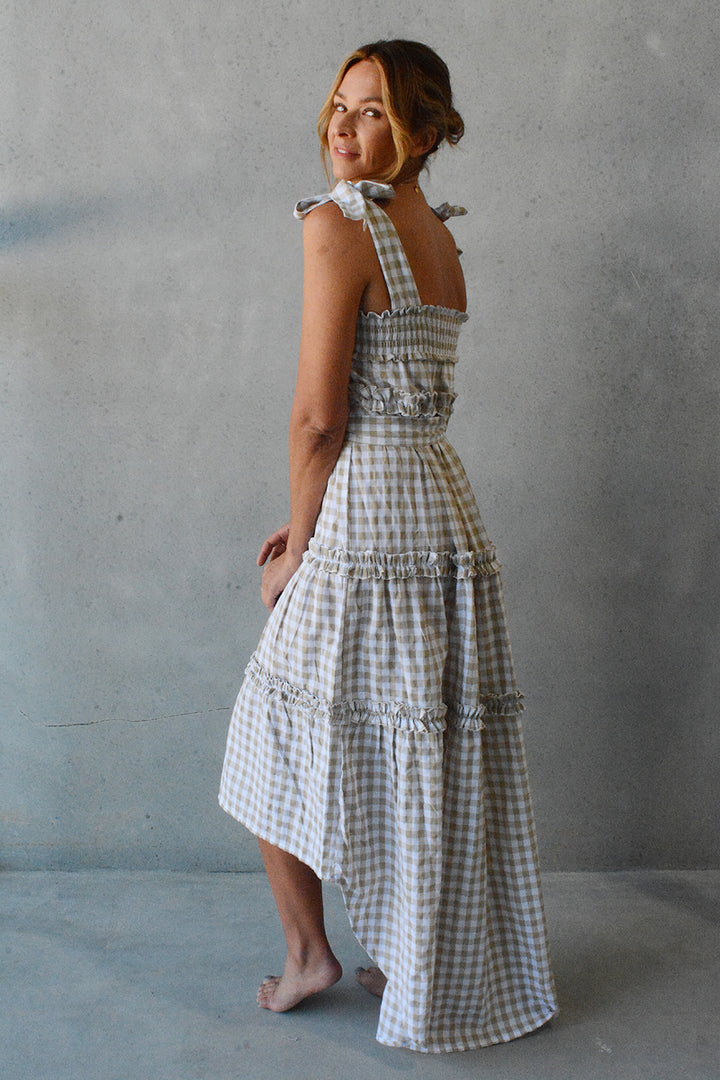 Sophia Dress Fawn Gingham